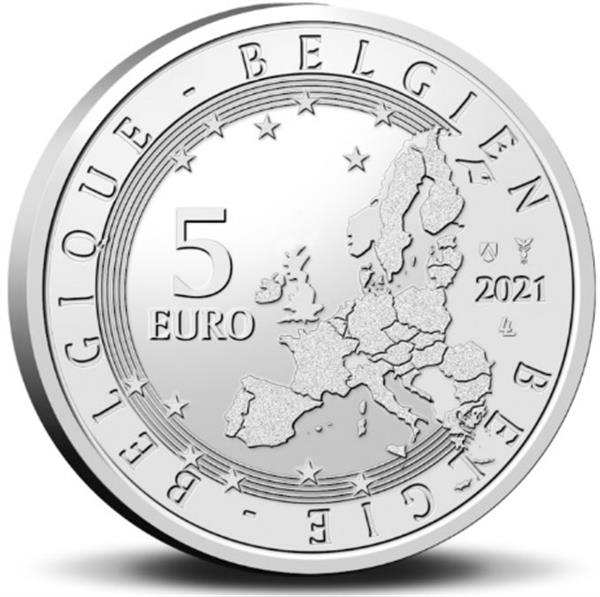 Grote foto belgi 5 euro 2021 blake en mortimer coincard gekleurd verzamelen munten overige