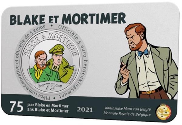 Grote foto belgi 5 euro 2021 blake en mortimer coincard gekleurd verzamelen munten overige