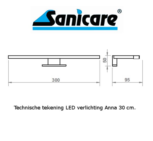 Grote foto sanicare spiegelverlichting led anna 30 cm. mat zwart huis en inrichting woningdecoratie