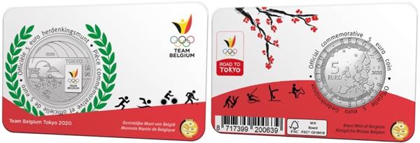 Grote foto belgi 5 euro 2020 coincard olympische spelen gekleurd verzamelen munten overige