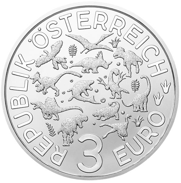 Grote foto oostenrijk 3 euro 2021 deinonychus antirrhopus verzamelen munten overige