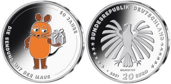 Grote foto duitsland 20 euro 2021 die sendung mit der maus verzamelen munten overige