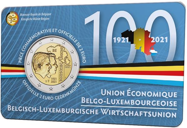 Grote foto belgi 2 euro 2021 bleu coincard frans verzamelen munten overige