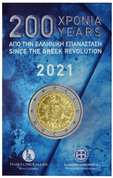 Grote foto griekenland 2 euro 2021 200 jaar griekse revolutie coincard verzamelen munten overige