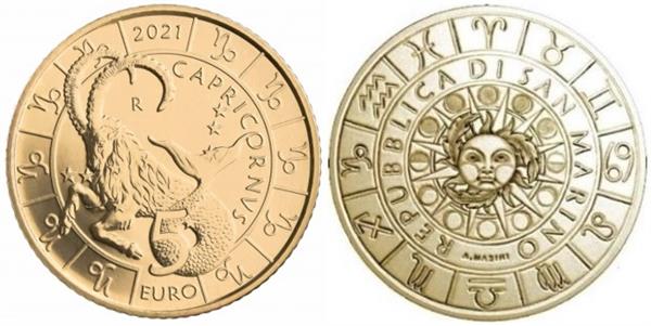 Grote foto san marino 5 euro 2021 zodiac steenbok verzamelen munten overige