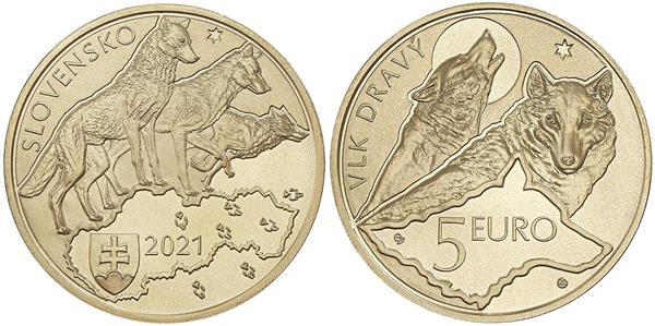 Grote foto slowakije 5 euro 2021 de wolf verzamelen munten overige