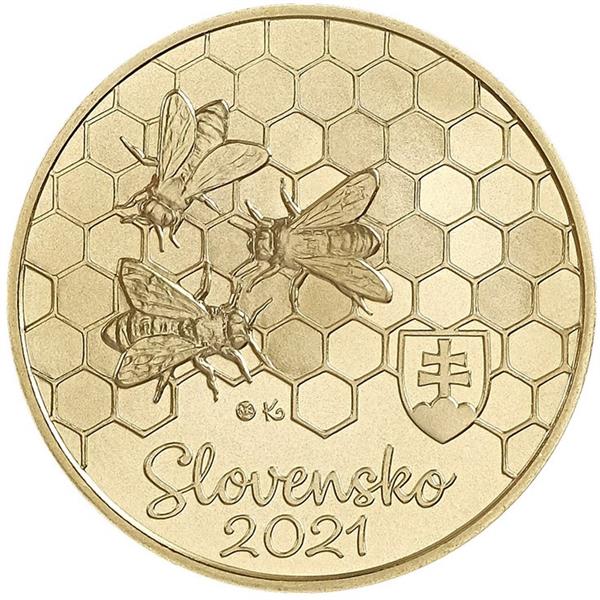 Grote foto slowakije 5 euro 2021 honingbij verzamelen munten overige