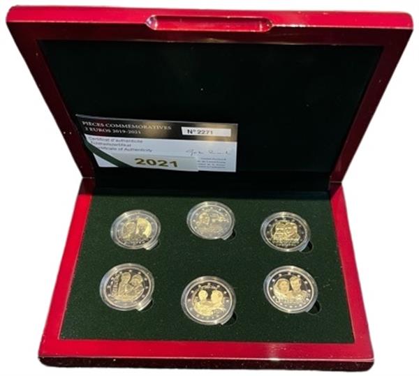 Grote foto luxemburg proofset 2019 2021 met 6 x 2 euromunten verzamelen munten overige