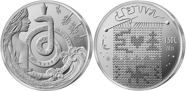 Grote foto litouwen 1 5 euro 2021 egle de koningin der slangen verzamelen munten overige