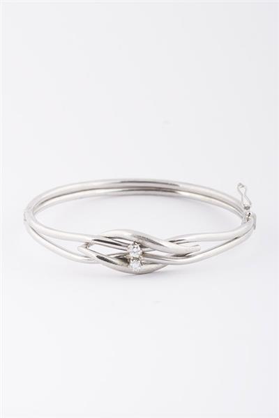 Grote foto wit gouden stijve armband met 2 briljanten sieraden tassen en uiterlijk armbanden voor haar
