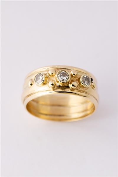 Grote foto gouden band ring met 3 briljanten sieraden tassen en uiterlijk ringen voor haar