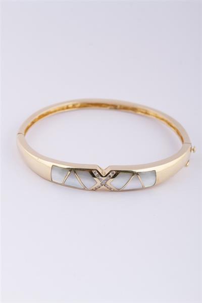 Grote foto gouden slavenarmband met parelmoer en briljante sieraden tassen en uiterlijk armbanden voor haar