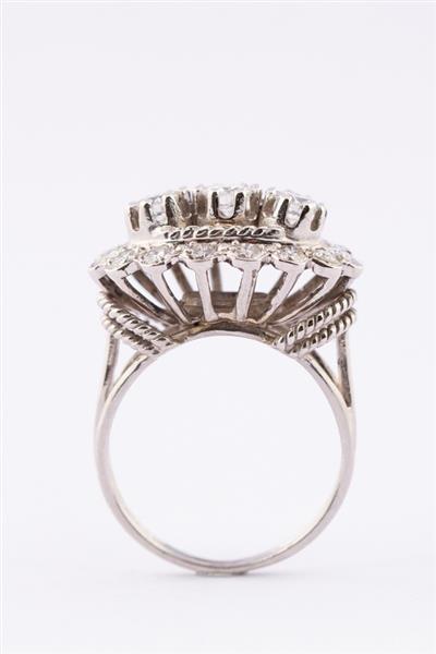 Grote foto wit gouden entourage ring met 19 briljanten sieraden tassen en uiterlijk ringen voor haar