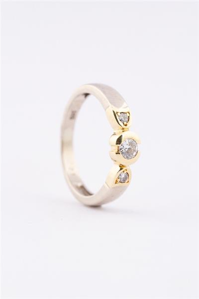 Grote foto wit geel gouden rij ring met 3 briljanten sieraden tassen en uiterlijk ringen voor haar