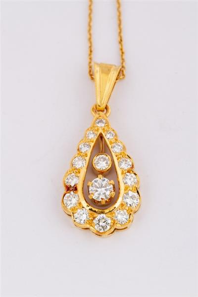 Grote foto 20 krt. gouden hanger met briljanten aan collier sieraden tassen en uiterlijk kettingen