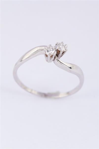 Grote foto 14 krt wit gouden slag ring met twee briljanten totaal ca 0.14 ct. sieraden tassen en uiterlijk ringen voor haar