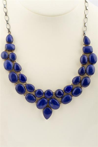 Grote foto zilveren collier met lapis lazuli sieraden tassen en uiterlijk kettingen