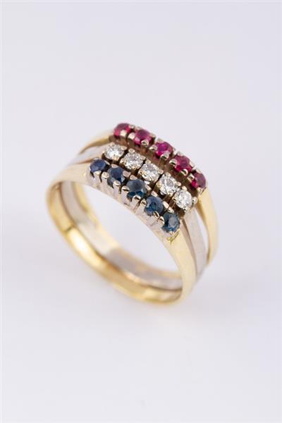 Grote foto gouden rij ring met saffieren robijnen en briljanten sieraden tassen en uiterlijk ringen voor haar