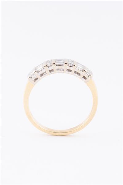 Grote foto gouden rij ring met prinses geslepen briljanten en baguette geslepen diamanten sieraden tassen en uiterlijk ringen voor haar