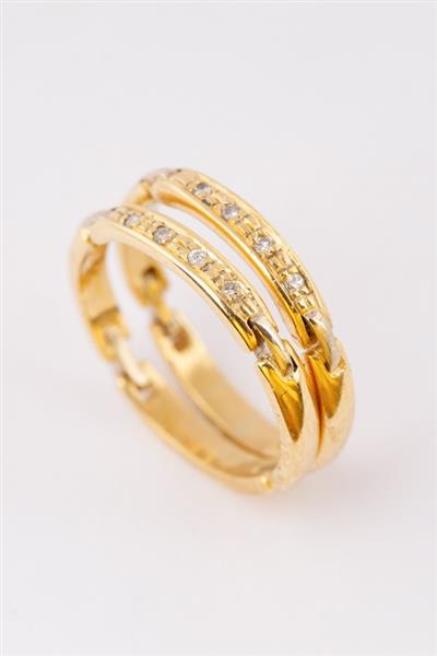 Grote foto wit geel gouden aanschuif schakel ringen met in briljanten sieraden tassen en uiterlijk ringen voor haar