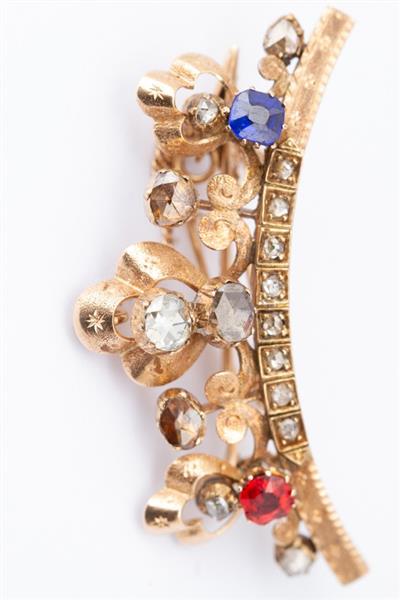 Grote foto antieke gouden engelse edwardian kroon broche met diamanten sieraden tassen en uiterlijk medaillons en broches