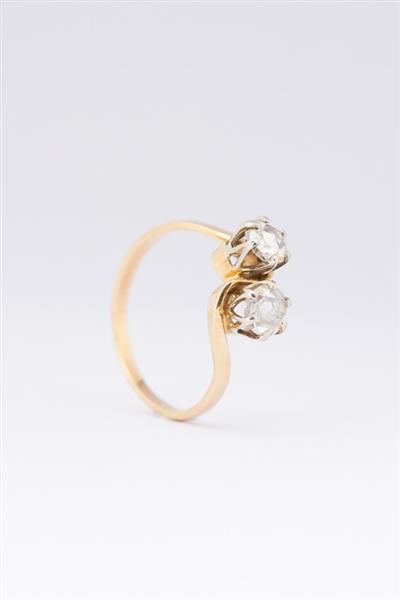 Grote foto gouden slag ring met 2 roos geslepen diamanten sieraden tassen en uiterlijk ringen voor haar
