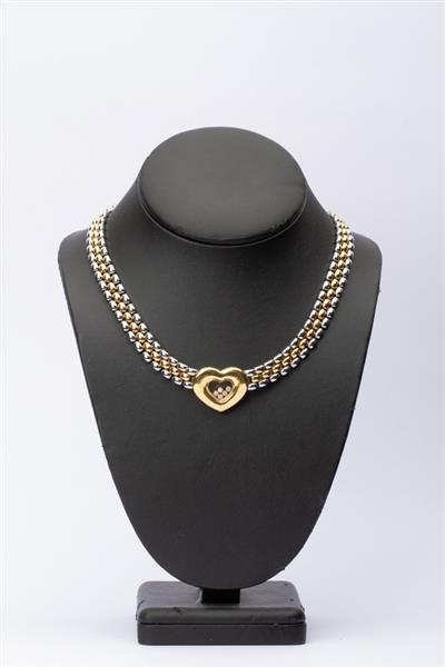 Grote foto chopard stijl happy diamonds collier imitatie goud en wit metaal sieraden tassen en uiterlijk kettingen
