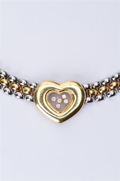 Grote foto chopard stijl happy diamonds collier imitatie goud en wit metaal sieraden tassen en uiterlijk kettingen