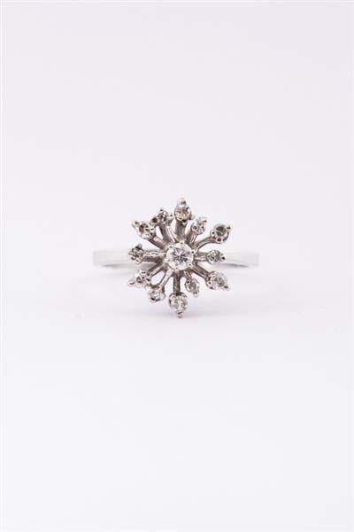 Grote foto wit gouden entourage ring met 13 briljanten sieraden tassen en uiterlijk ringen voor haar