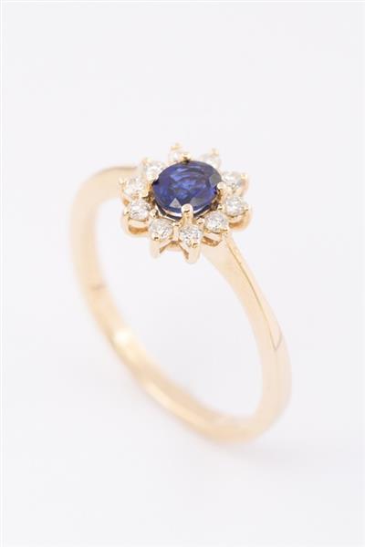Grote foto gouden entourage ring met saffier en briljanten sieraden tassen en uiterlijk ringen voor haar