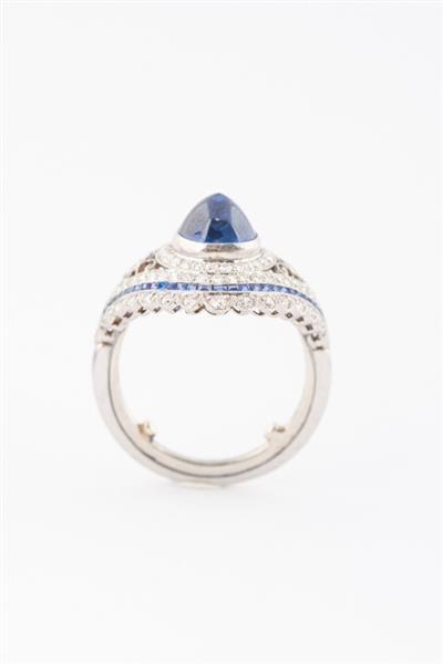 Grote foto 9 krt. witte entourage ring met saffieren en briljanten sieraden tassen en uiterlijk ringen voor haar