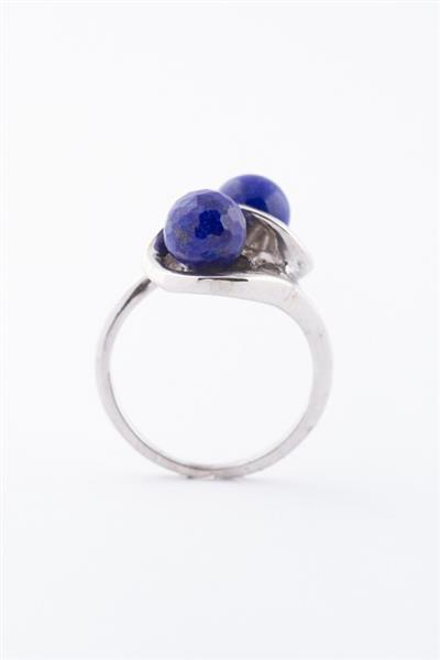 Grote foto wit gouden slag ring met lapis lazuli sieraden tassen en uiterlijk ringen voor haar