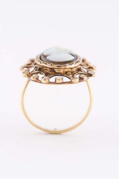 Grote foto antieke gouden ring met schelp cam e parels en diamanten sieraden tassen en uiterlijk ringen voor haar