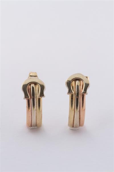 Grote foto gouden tri color oorknoppen sieraden tassen en uiterlijk oorbellen