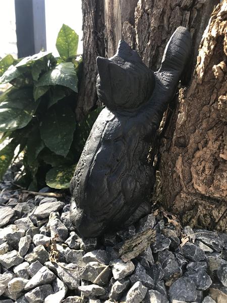 Grote foto zwarte kat sculptuur tuin en terras tuindecoratie
