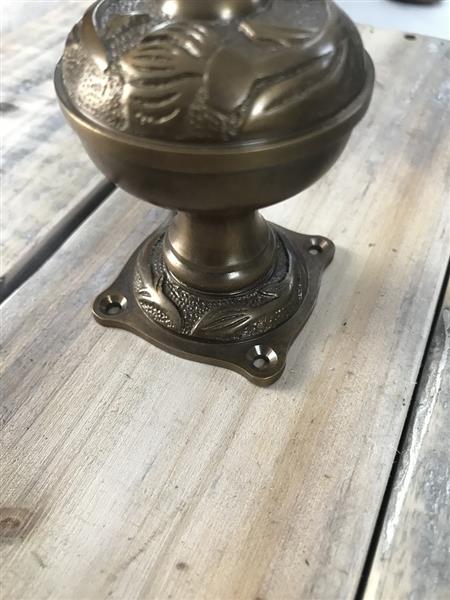 Grote foto deurknop art nouveau knop met rosette gepatineerd messing draaibaar. doe het zelf en verbouw materialen en producten