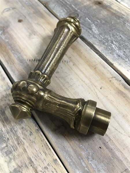 Grote foto 1 zware deurklink antiek koper messing patina inclusief doorn. doe het zelf en verbouw materialen en producten