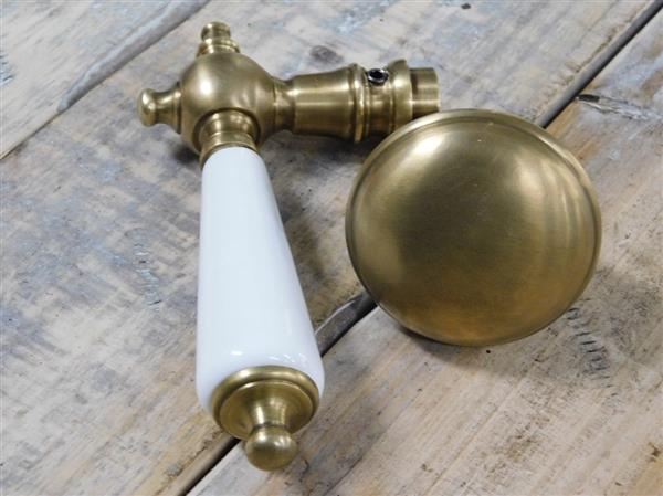 Grote foto 1 set deur hang en sluitwerk 1 knop 1 deurklink met porseleinen handvat antiek wit 2 deurplaten doe het zelf en verbouw materialen en producten