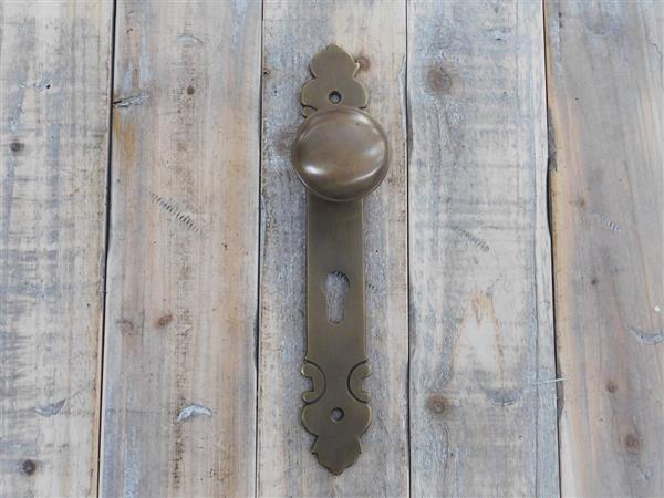 Grote foto halve set deurbeslag pz92 knop met lange plaat gepatineerd messing doe het zelf en verbouw materialen en producten