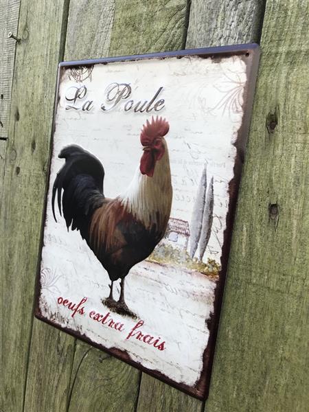 Grote foto metalen bord met haan plaat tuin en terras overige tuin en terras