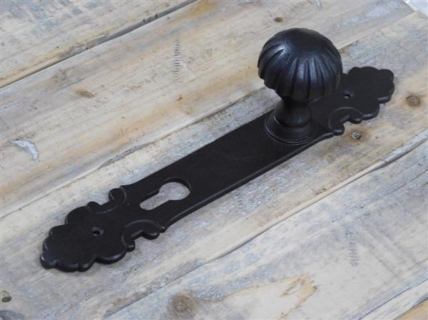 Grote foto halve set deurbeslag voor de voordeur pz92 antiek ijzer met vaste knop donkerbruin doe het zelf en verbouw materialen en producten