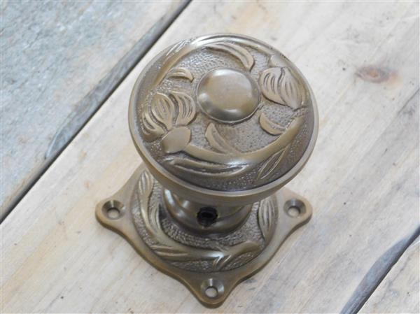 Grote foto deurknop met art nouveau lilies antiek messing rozet knop vast doe het zelf en verbouw materialen en producten