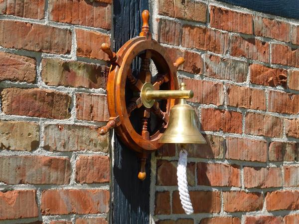 Grote foto stuurwiel met bel hardhout wandbel messing huis en inrichting woningdecoratie