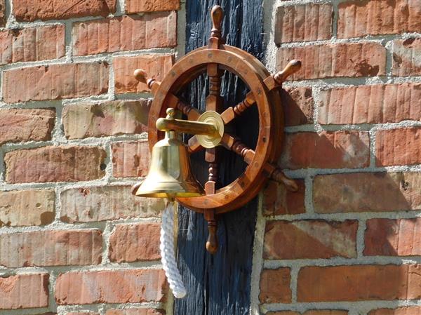 Grote foto stuurwiel met bel hardhout wandbel messing huis en inrichting woningdecoratie