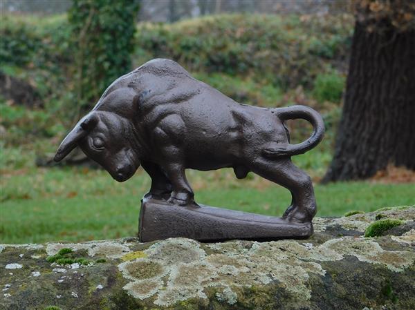 Grote foto sculptuur stier xl gietijzer tuin en terras tuindecoratie