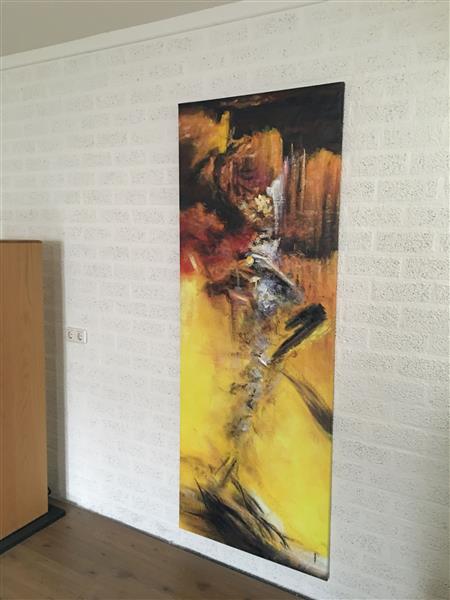 Grote foto fors en fraai abstract olieverfdoek van de danser. huis en inrichting woningdecoratie