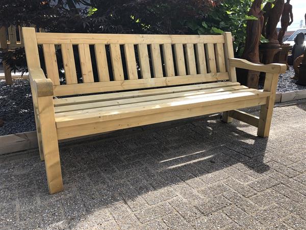 Grote foto houten parkbank daan ge mpregneerde bank robuust tuin en terras tuinmeubelen