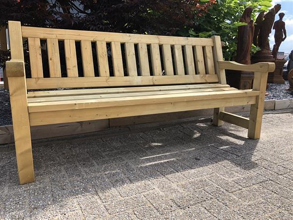 Grote foto houten parkbank daan ge mpregneerde bank robuust tuin en terras tuinmeubelen