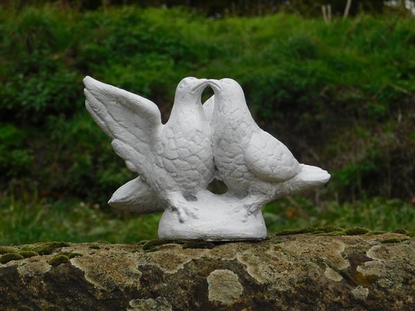 Grote foto duiven paar vol steen fraai beeld. tuin en terras tuindecoratie