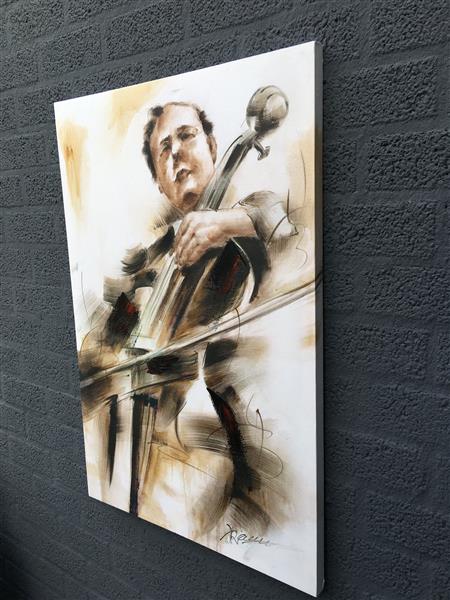 Grote foto fors en fraai olieverfdoek op canvas de cellist huis en inrichting woningdecoratie